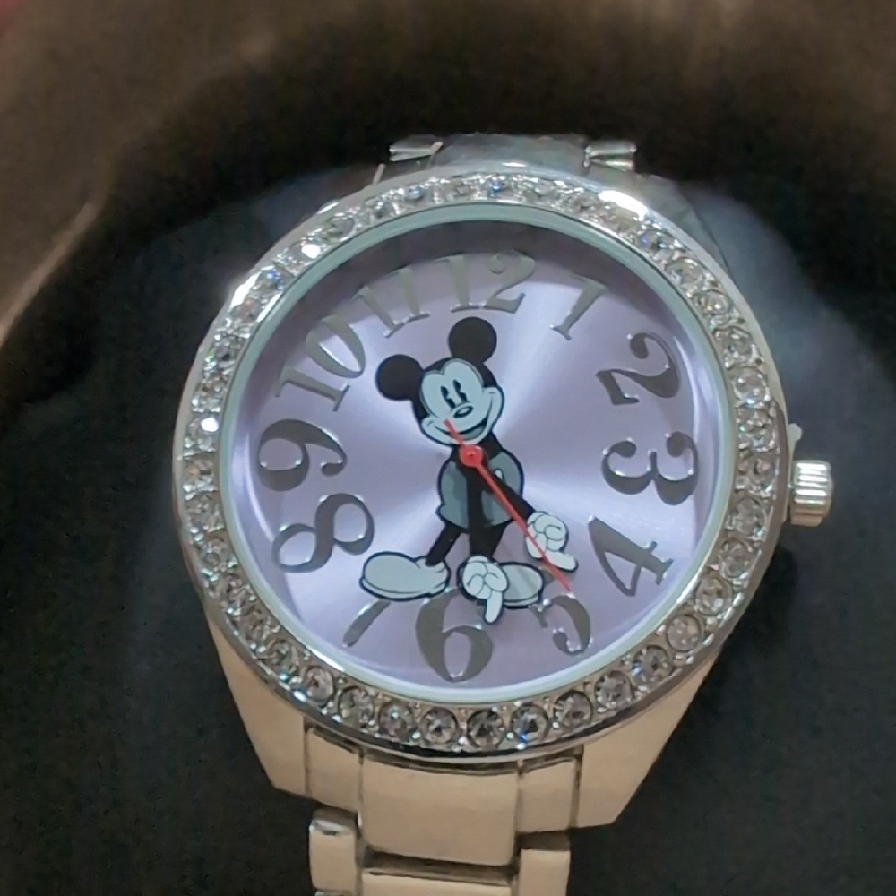 Mickey Mouse Silver Watch with Rhinestones - Picture 2 of 3